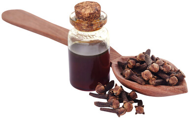 Fresh clove with oil in a jar
