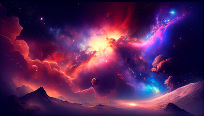 Fototapeta na wymiar Wallpaper of galaxy sky. Generative Ai