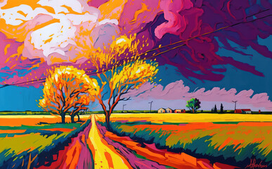  colorful painting of natural landscape