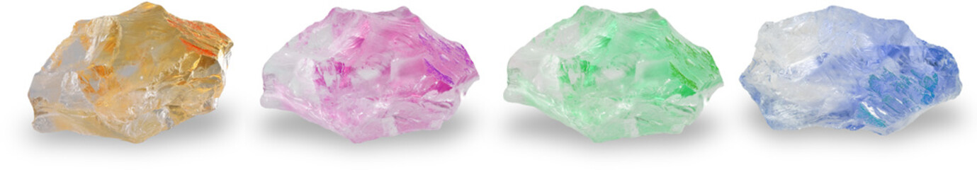 collection of isolated colored quartz