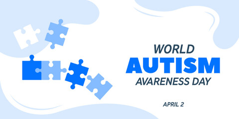 Blue puzzle pieces. Vector illustration for banners, backgrounds, medical posters, brochures, print and health care awareness campaign for autism