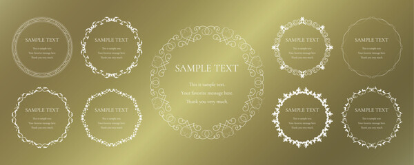 素材_フレームのセット_ゴールドの豪華な雰囲気の飾り枠。シンプルで高級感のある囲みのデザイン