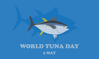  Vector illustration of a tuna in the sea. World Tuna Day.