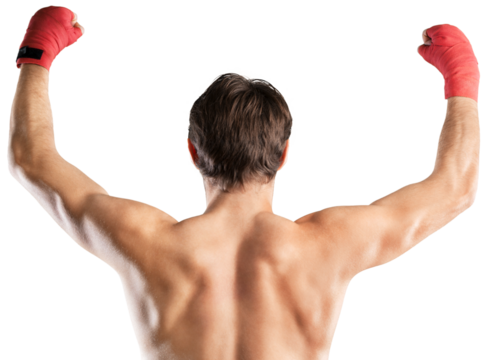 Portrait of a handsome man boxing isolated on  background