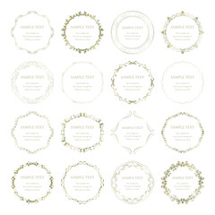 素材_フレームのセット_ゴールドの豪華な雰囲気の飾り枠。シンプルで高級感のある囲みのデザイン