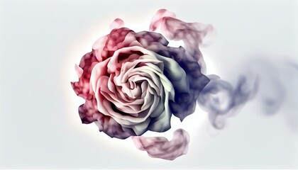 Flowers on a white background, in the form of steam, AI generated