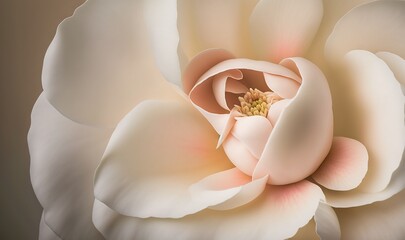  a close up of a white flower with a brown center.  generative ai