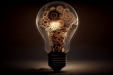 A Lightbulb With Gears And Cogs Inside, Symbolizing The Workings Of The Mind Or The Concept Of Progress.