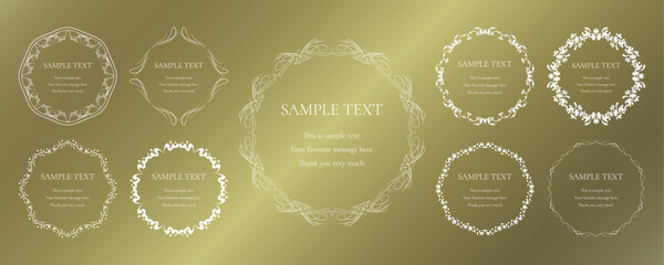 素材_フレームのセット_ゴールドの豪華な雰囲気の飾り枠。シンプルで高級感のある囲みのデザイン