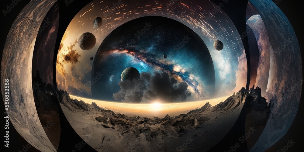 Wall mural the environment map displays a space background consisting of nebula and stars using hdri spherical 
