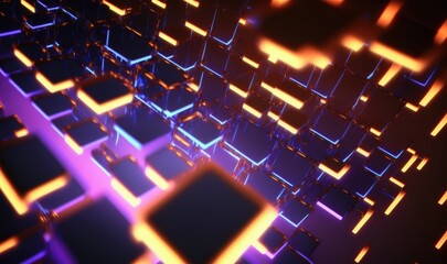 Obraz premium abstract cubes in colours close up, made with generated ai