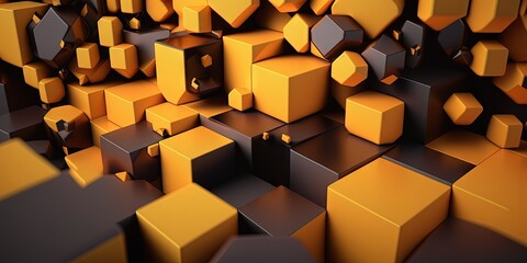 A backdrop with blocks in shades of yellow and orange arranged abstractly, Generative AI