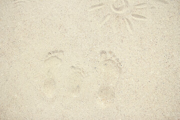 stylish beautiful pattern on the sand of the sea in the summer on the nature