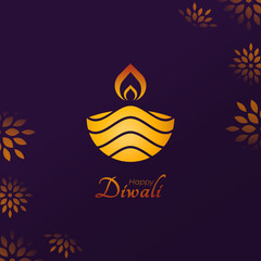 Happy Diwali Luxury Greeting Card for India Festival of Lights Holiday Invitation Template