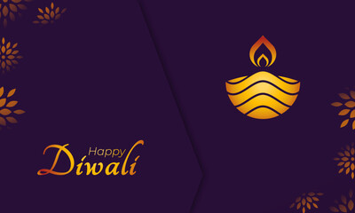 Happy Diwali Luxury Greeting Card for India Festival of Lights Holiday Invitation Template