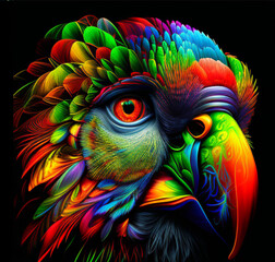 4 Abstract brazilian carnival parrot, Generative AI