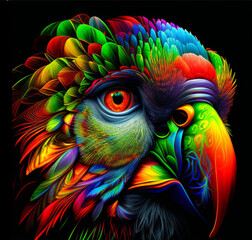 Obraz premium 4 Abstract brazilian carnival parrot, Generative AI