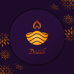 Happy Diwali Luxury Greeting Card for India Festival of Lights Holiday Invitation Template