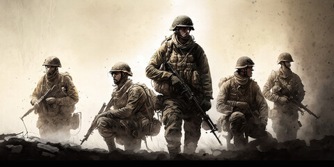  sniper stands with arms and looks forward , generative artificial intelligence 