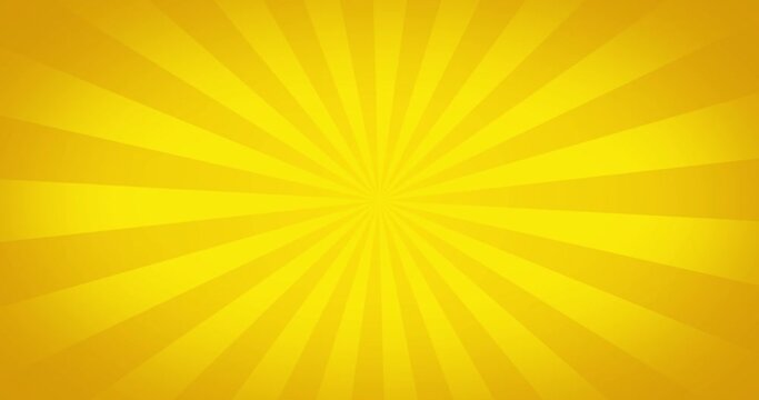Motion sunburst abstract yellow background. Stripes rotating. Looped animation 4k