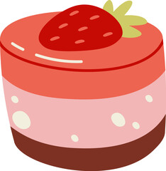 Dessert with strawberry jam flat illustration Sweets