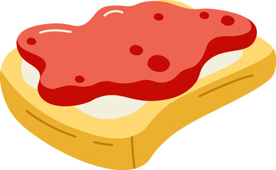 Toast with strawberry jam flat illustration