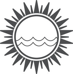 Sun glyph icon Summer and warm Sunshine design element