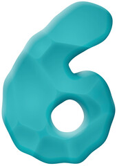 Photo Realistic Plasticine Clay Numbers. Quality Close Up View. Six. 6