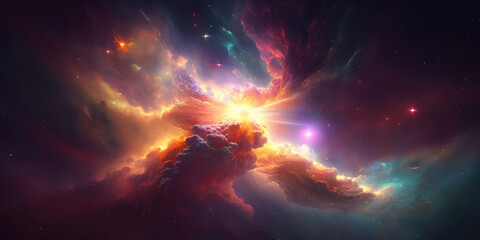 Nebula clouds in outer space, Generative AI