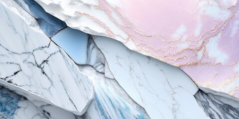 Marble stone parts in blue and pink colors, Generative AI