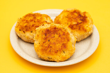 Fried cutlets from minced meat. Pan-fried meatballs.