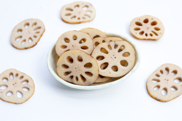 Lotus root on white background