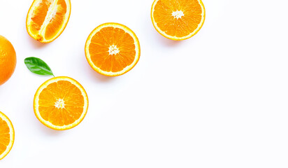 High vitamin C, Juicy and sweet. Fresh orange fruit on white.