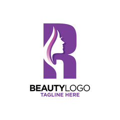 Letter R Beauty Face Logo Design Template Inspiration, Vector Illustration.