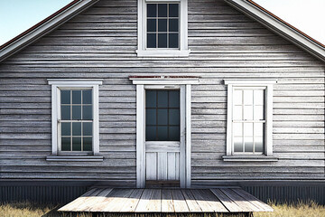 Faded Wood Shingle Farm House - Generative Ai