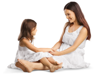 Healthy beauty mother and baby girl doing yoga