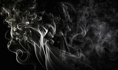  a black and white photo of smoke on a black background.  generative ai