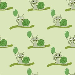 Cartoon animals seamless cute snails pattern for kids clothes print and wrapping paper and fabrics and linens