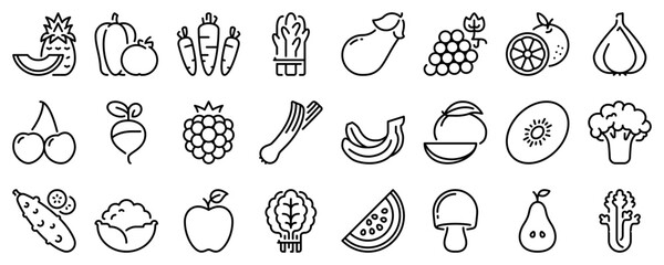 Line icons about fruit on transparent background with editable stroke. - 580863523