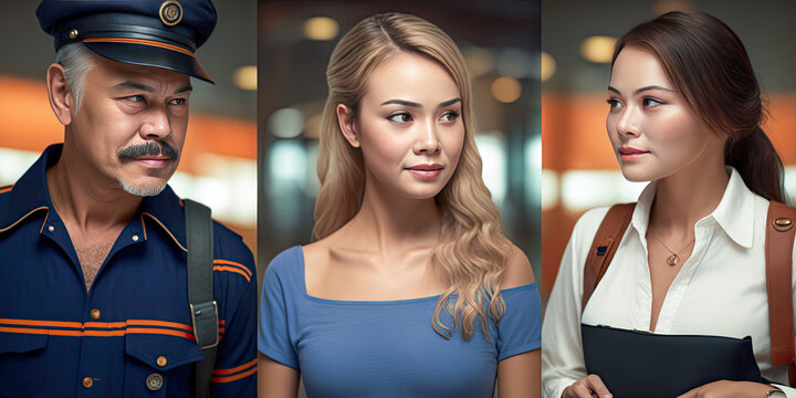 Aviation marshalers/supervisors team in uniform - Generative AI