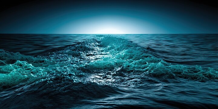 dark blue ocean surface seen from underwater, generative ai