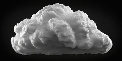  of a white bulky cumulus cloud on a black background, generative ai