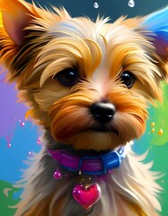 Colorful portrait of a yorkshire terrier