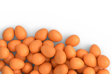 Many farm raw organic brown chicken eggs background from local market