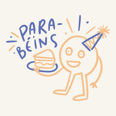 Parabéns. Congratulations in brazilian portuguese. Modern hand Lettering. vector.