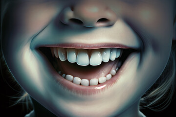 Close-up of a girl's mouth. AI generated image.