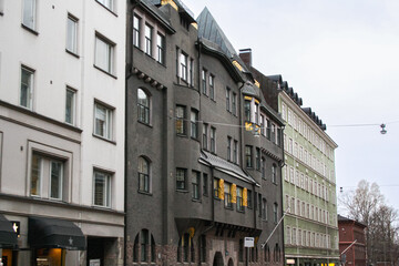 Helsinki buildings, cityscape, blue sky street, architecture 