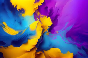 Colorful abstract watercolor background - yellow, blue, and violet