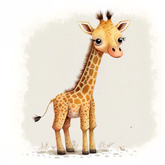 Fototapeta premium Illustration of a baby giraffe. Generative AI
