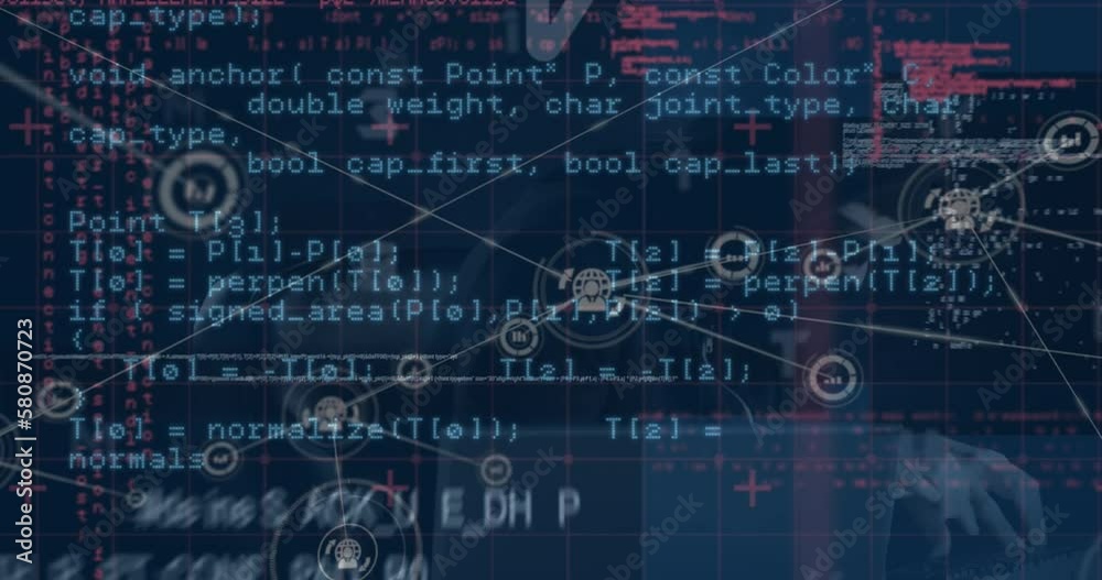 Poster animation of computing data processing and network of connections